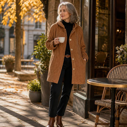 🧥 Geniet van de Herfst: Heerlijk Warme & Stijlvolle Corduroy Jas met Capuchon 🍂