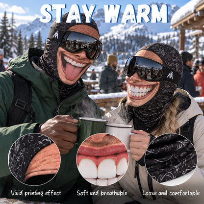 😂❄️ Grappig gezichtsmasker voor ski's – Hilarische bivakmuts voor de winter en het skiën !🎿
