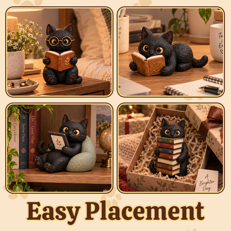 🐱📚 Beeldje van een lezende kat — Een boekenliefhebbers-accessoire voor gezellige hoekjes