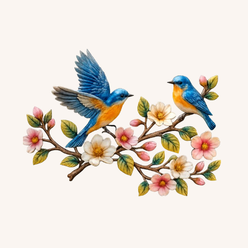 Bluebird Blossom metalen wanddecoratie  🐦🌸✨