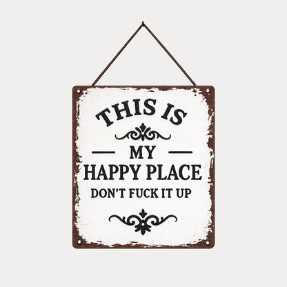 “Dit is mijn gelukkige plek” – Rustiek houten hangbord ✨🏡💖