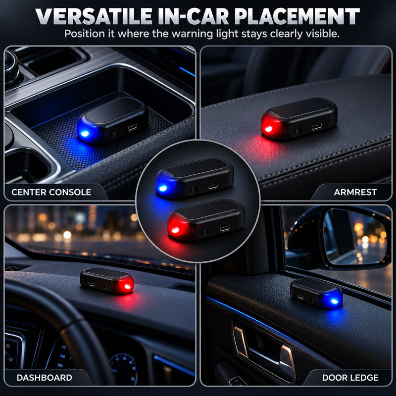 Solar-Powered Car Anti-Theft Warning Light with LED Flash