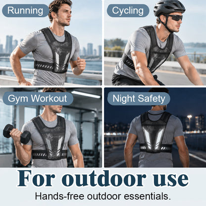 🏃Handsfree hardloopvest — met opbergruimte voor een waterfles en telefoon en reflecterende veiligheidselementen