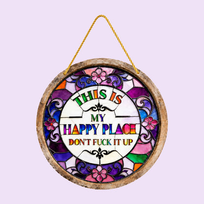 🌈Hangende decoratie ‘Happy Place’ met glas-in-loodmotief