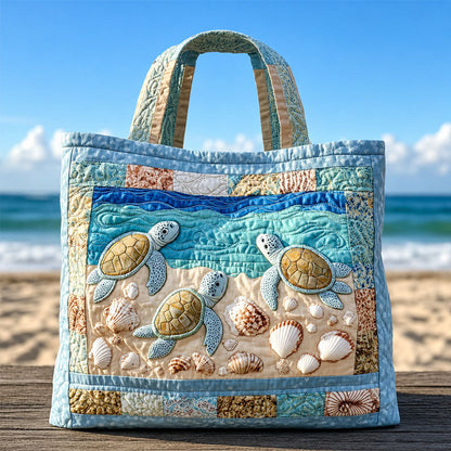 Turtle Haven Gewatteerde Shopper Tas – Strand Vibes & Stijl 🐢🌊✨