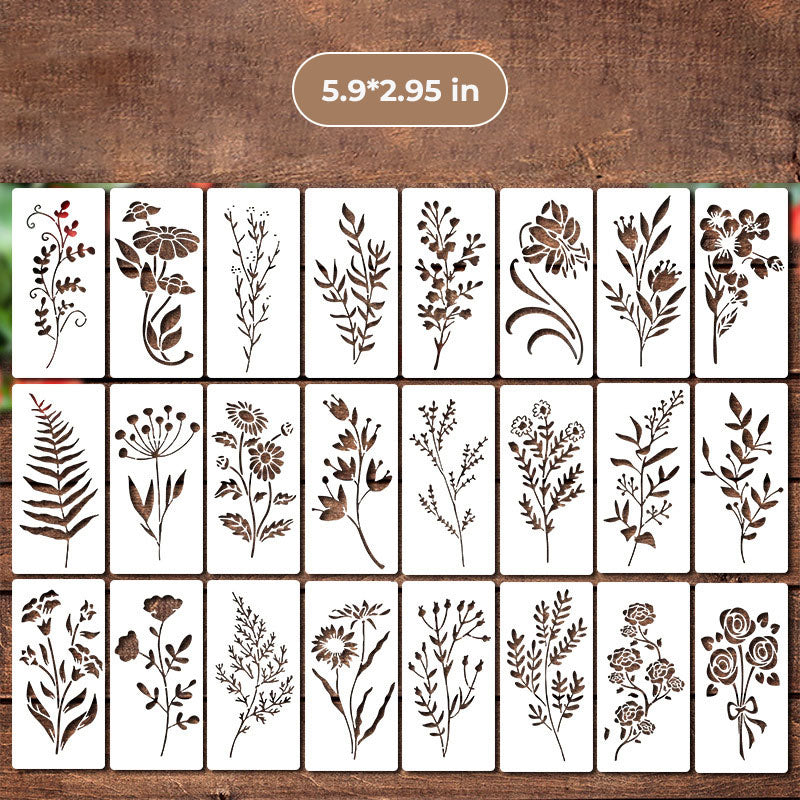 Kleine wilde bloemen bloemen schilderij mallen voor volwassenen kinderen meubels muren en hout kaart schilderen en andere ambachten, bevat miniatuur natuurlijke wijnstok kruid kunst mallen