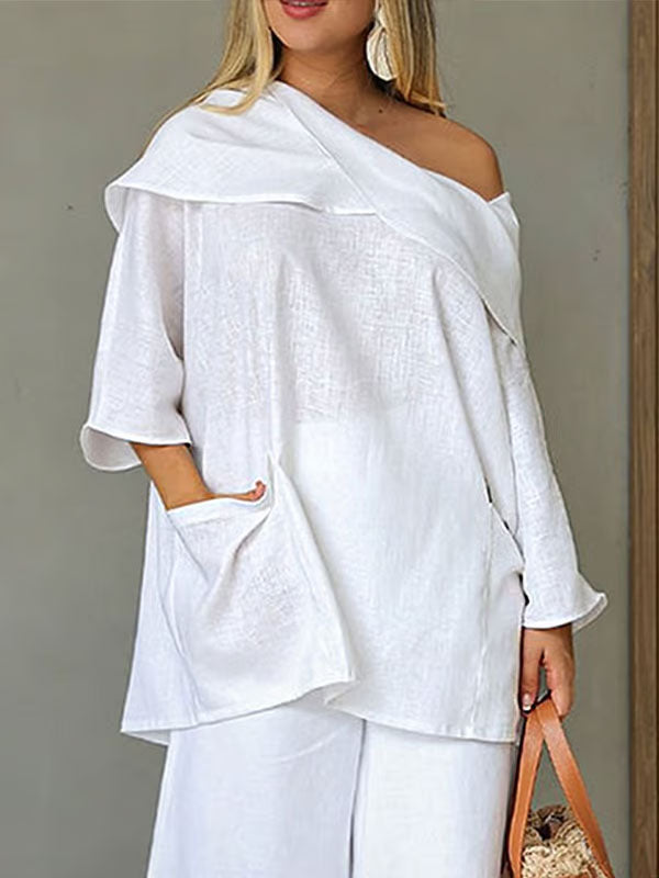 Dames Top met Onregelmatige Kraag/Irregular Collar Dames Top