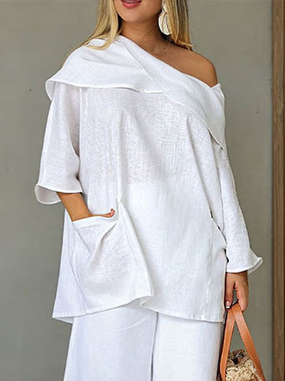 Dames Top met Onregelmatige Kraag/Irregular Collar Dames Top