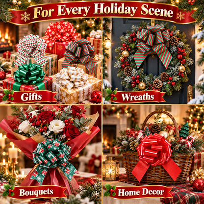 🎄🎀 Kerstdecoratie Strikken – Feestelijke Cadeaulinten met Vrolijke Kerstmotieven