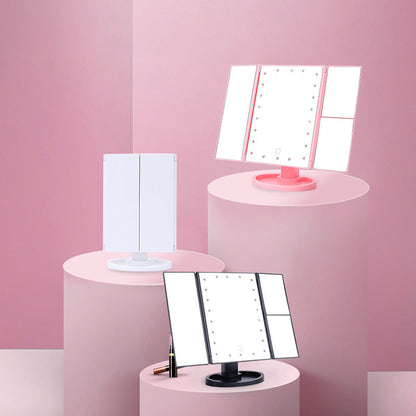 Driezijdige inklapbare Led make-up spiegel