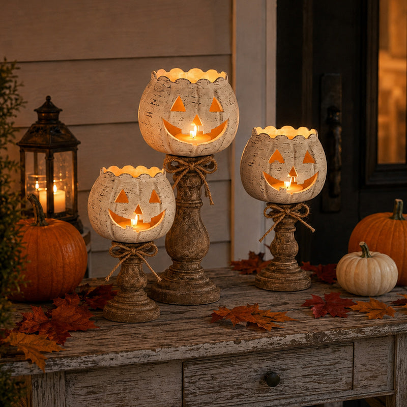 🎃 Schattige Pompoen Kandelaar – Breng Warme Halloween Sfeer in Huis! 🕯️✨