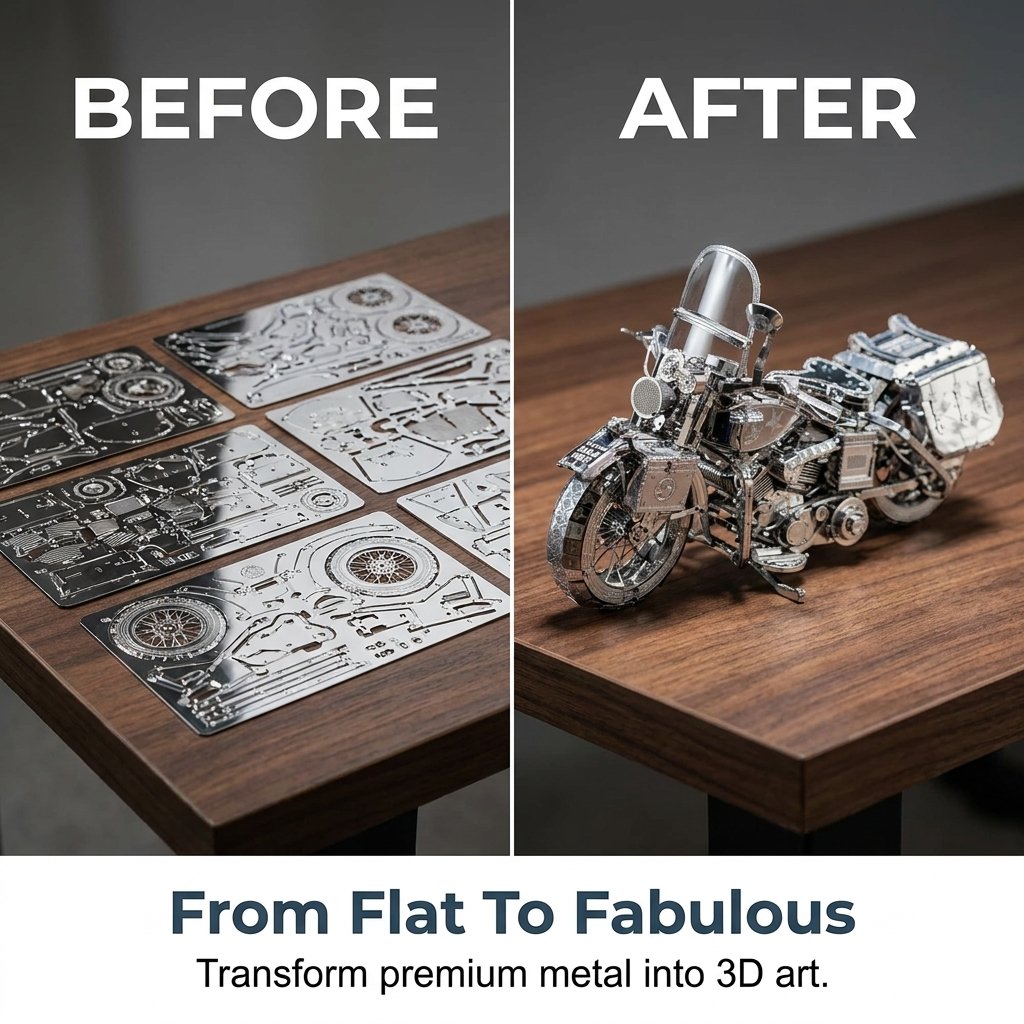 🔥SPECIALE AANBIEDING🔥Zilveren 3D-metalen motorfiets-bouwpuzzel
