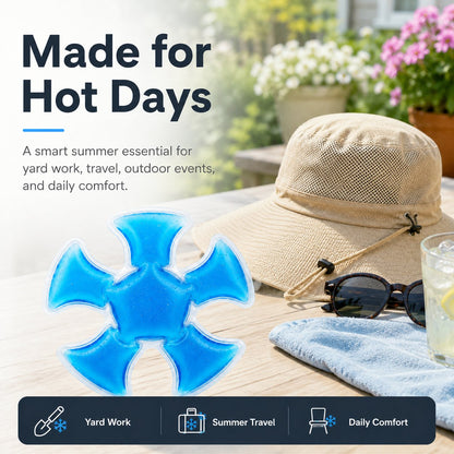 ❄️ Draagbare Koel Gel Inleg – Comfort in Hoed & Voor het Hele Lichaam 🧢💙