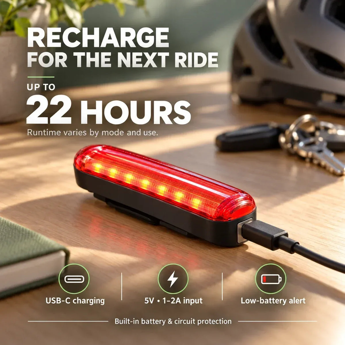 🚨 LED-achterlicht voor de fiets met remknipperlicht | Laser Safety Zone, batterijduur van 22 uur (inclusief twee bevestigingsbeugels)