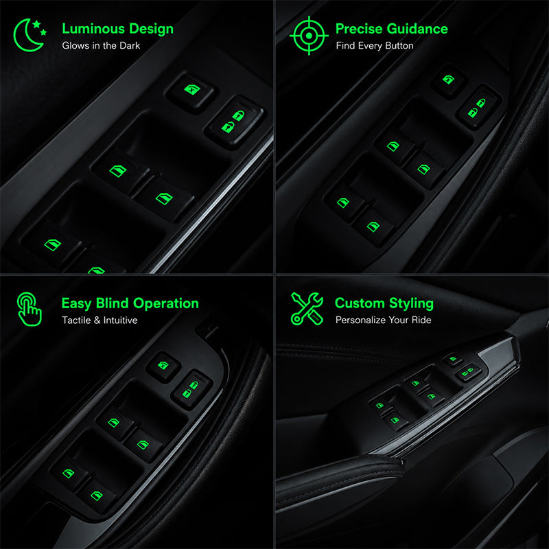 🚗✨ Auto Raamschakelaar Lichtgevende Stickers – Kleurrijke Nachtgloeiende Waarschuwingsknop Stickers 🌈🌙