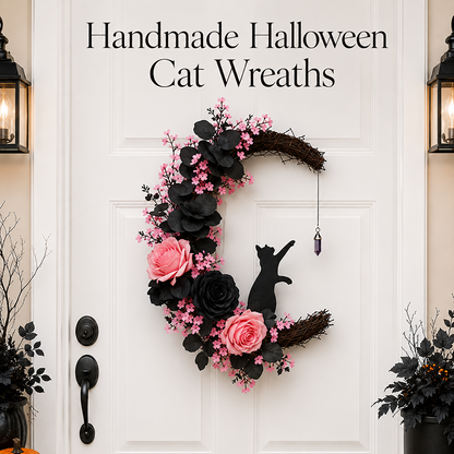 🐈‍⬛🌙Handgemaakte Halloween-kattenkrans