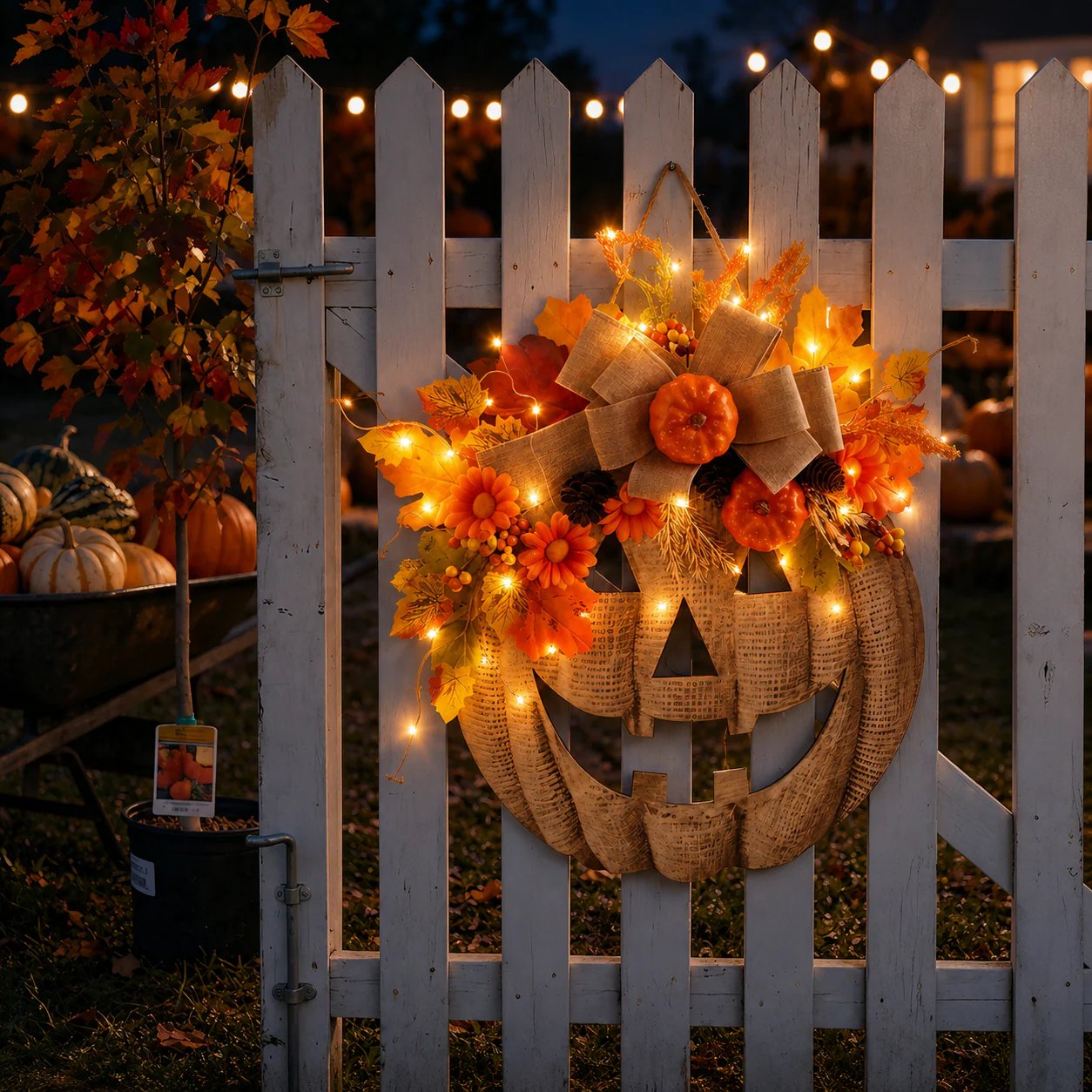 🎃✨ Lighted Burlap Pumpkin Wreath  (✨Limited Edition 2026)