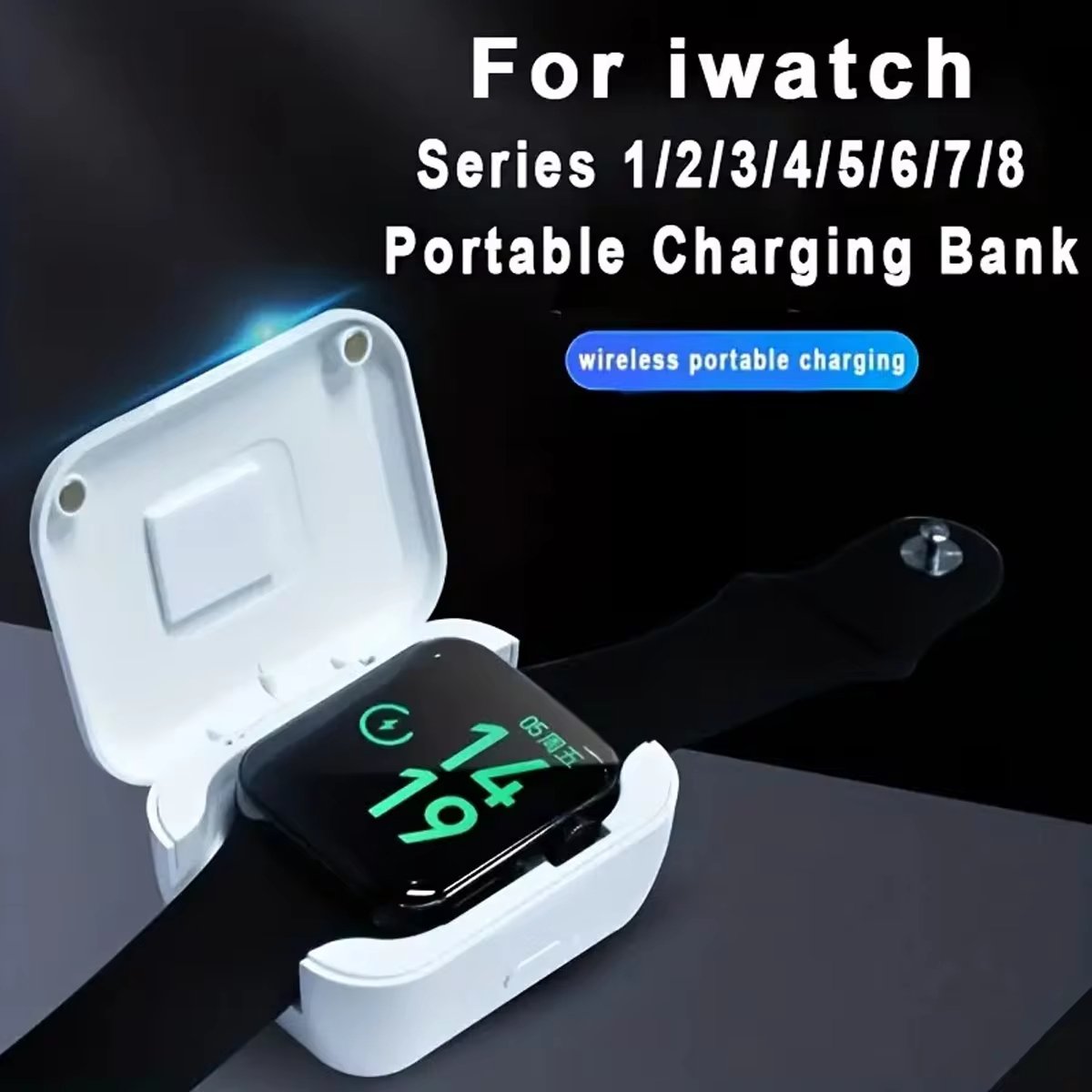 Draagbare draadloze oplaadbank voor horloges