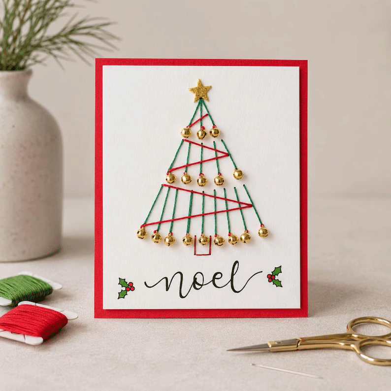 🎄🧵DIY-set voor een kerstkaart met string art