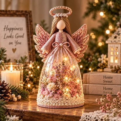 🎁 Beleuchtete Engel-Figur mit Blumen