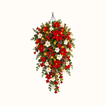 🎄🌺 Verlichte Waterval Kerstkrans – Transformeer Elke Ruimte in Feestsfeer!