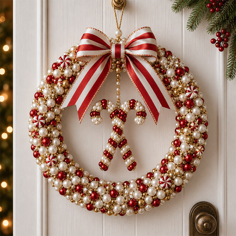 🎄✨ DIY-set voor een kerstkrans met parels – Handgemaakte kerstdeurversiering met kralen 💎🎀