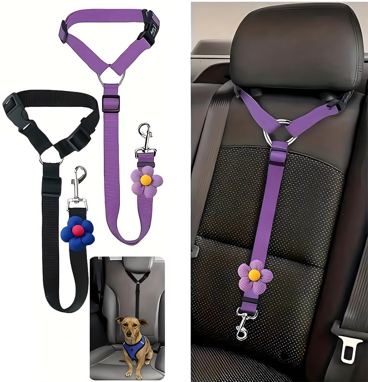 🐕🚙 Slimme 2-in-1 Hond Autogordel – Veilig Onderweg, Overal! ✨
