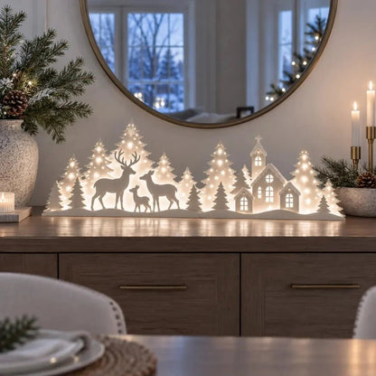 🦌 Verlichte kerstversieringen voor het raam – rendieren & dorp | 2-delige LED-set ✨