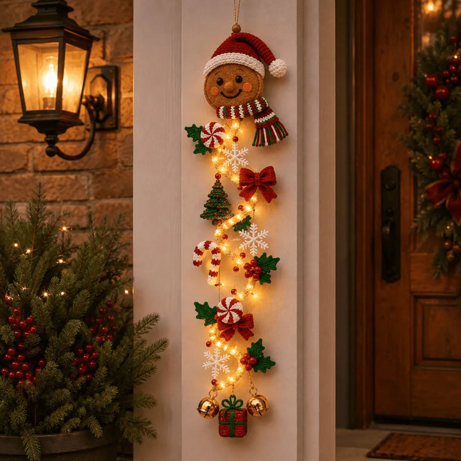🎄MerryCascade™ Verlichte kerstdeurhanger | 6 feestelijke verlichte ontwerpen met een warme gloed, driedimensionale details en ruimtebesparende verticale decoratie ✨
