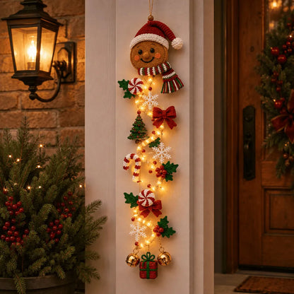 🎄MerryCascade™ Verlichte kerstdeurhanger | 6 feestelijke verlichte ontwerpen met een warme gloed, driedimensionale details en ruimtebesparende verticale decoratie ✨