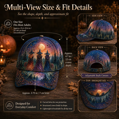 🌙 Three Witches-baseballpet met maanlichtmotief