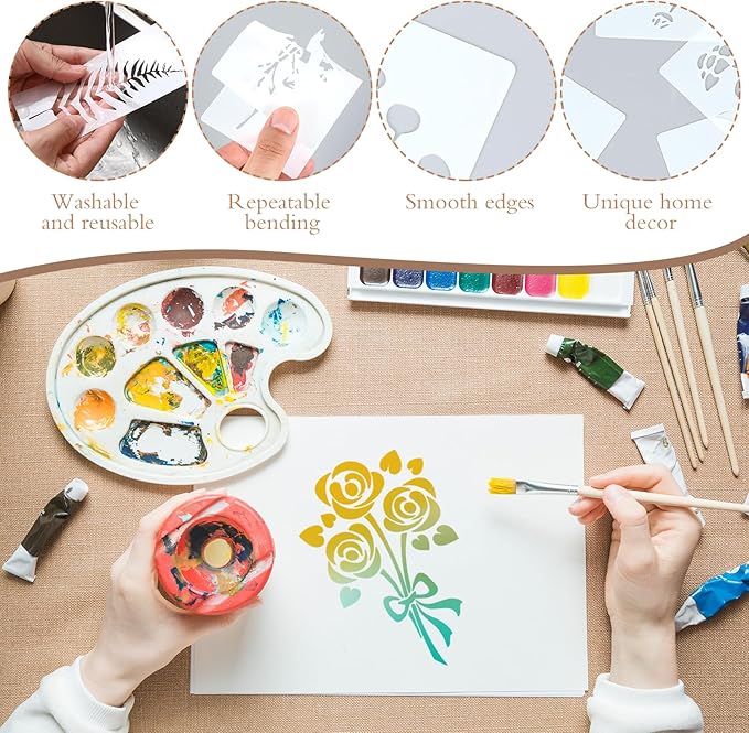 Kleine wilde bloemen bloemen schilderij mallen voor volwassenen kinderen meubels muren en hout kaart schilderen en andere ambachten, bevat miniatuur natuurlijke wijnstok kruid kunst mallen