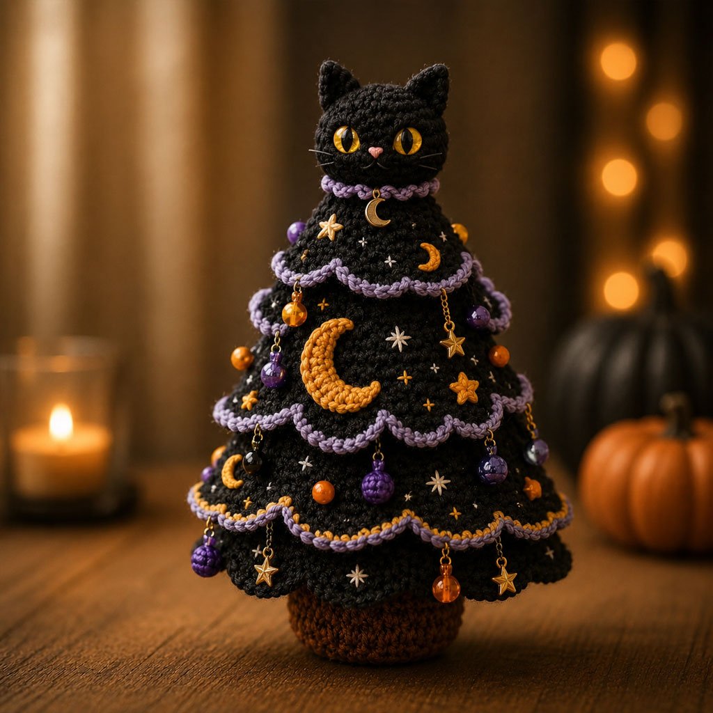 🎃 DIY-haakpakket voor een Halloween-boom | Alles-in-één-pakket voor een griezelige tafeldecoratie van 7 inch met verschillende lagen 🧶👻✨