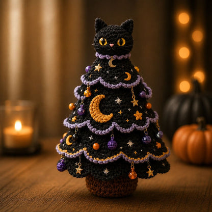 🎃 DIY-haakpakket voor een Halloween-boom | Alles-in-één-pakket voor een griezelige tafeldecoratie van 7 inch met verschillende lagen 🧶👻✨