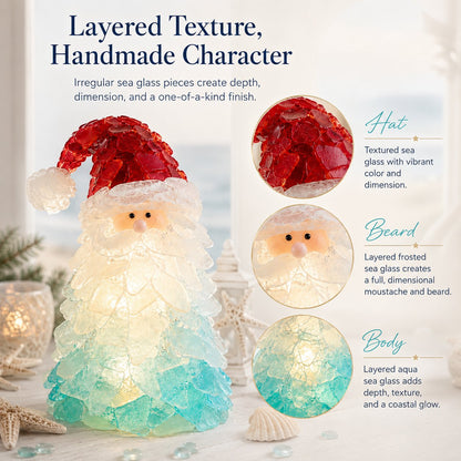 🎅 Beginnersvriendelijke doe-het-zelf-set voor kerstversiering met verlichte zeeglas-kerstman | Complete set inclusief stukjes zeeglas, warme kerstverlichting en een stapsgewijze handleiding 💕