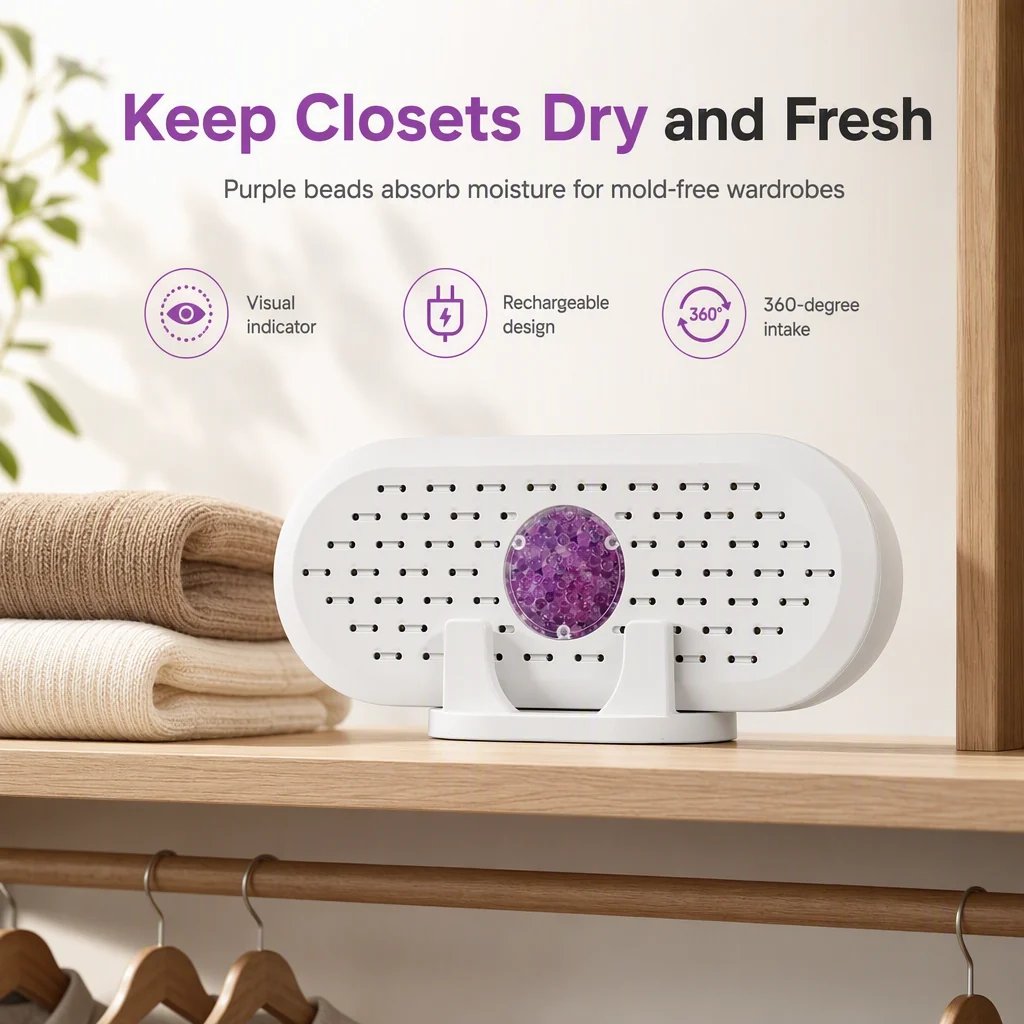 💧👕 Herbruikbare Mini-Luchtontvochtiger – Houd Kasten en Laden Frisser en Droger