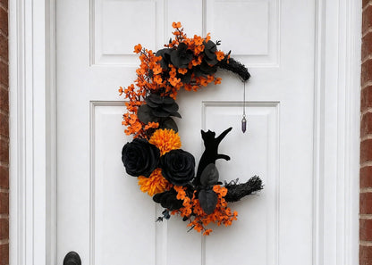 🐈‍⬛🌙Handgemaakte Halloween-kattenkrans