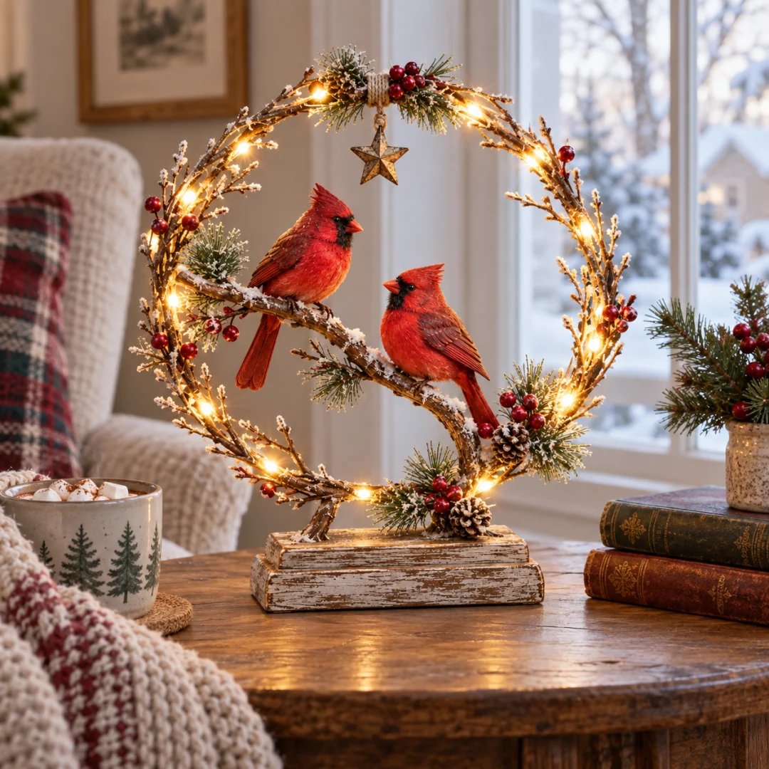 ❄️🐦 Winter Kardinaal LED Decoratie – Breng Warmte in Huis ✨