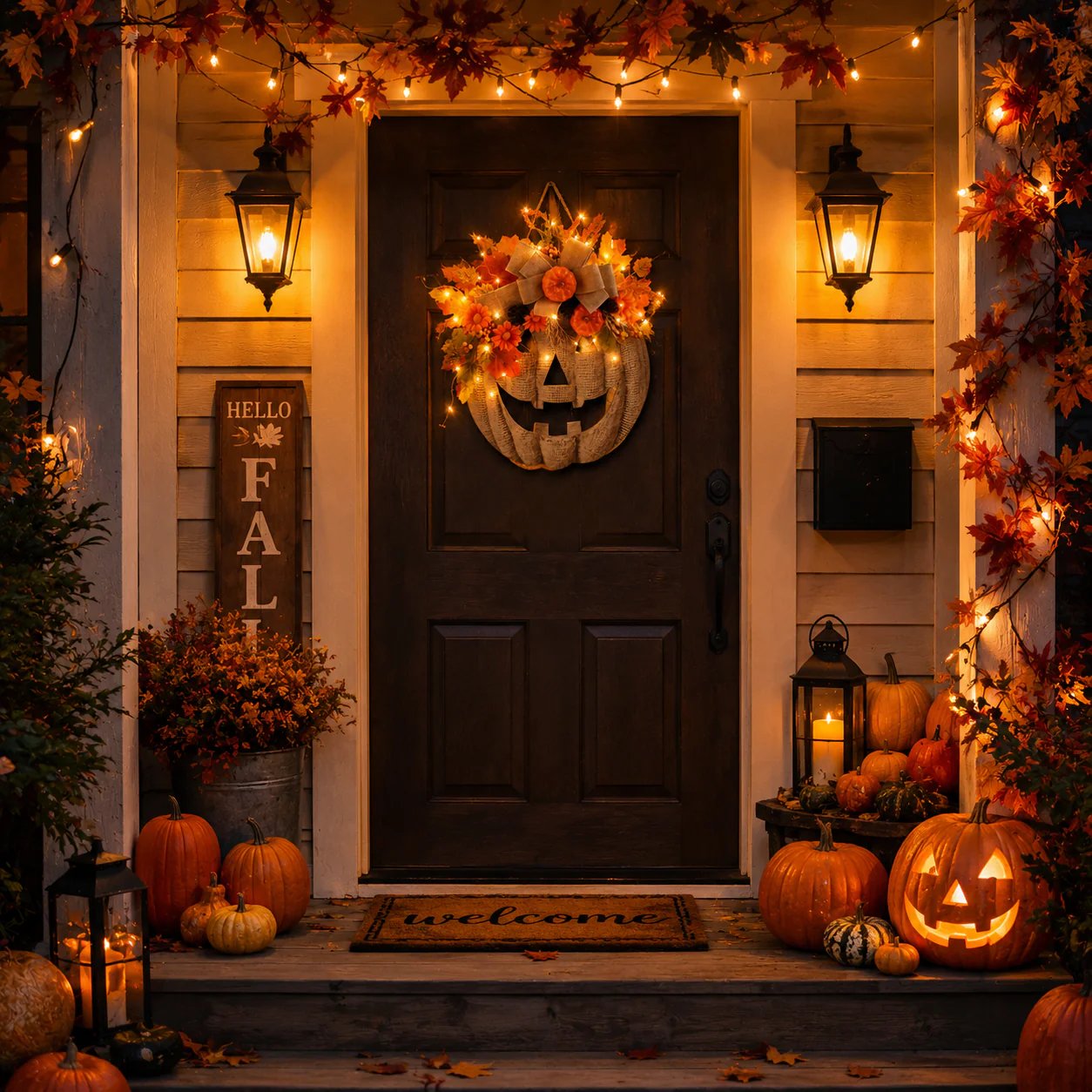 🎃✨ Lighted Burlap Pumpkin Wreath  (✨Limited Edition 2026)