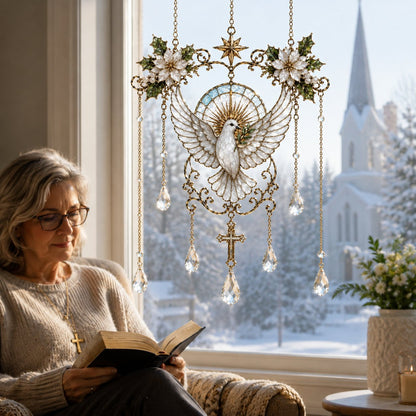 ✨ Collectie ‘Blessing Suncatcher’ in glas-in-loodstijl | Op het geloof geïnspireerde raamdecoratie met goudkleurige omlijsting en kristallen regenboogdruppels 🌈🙏