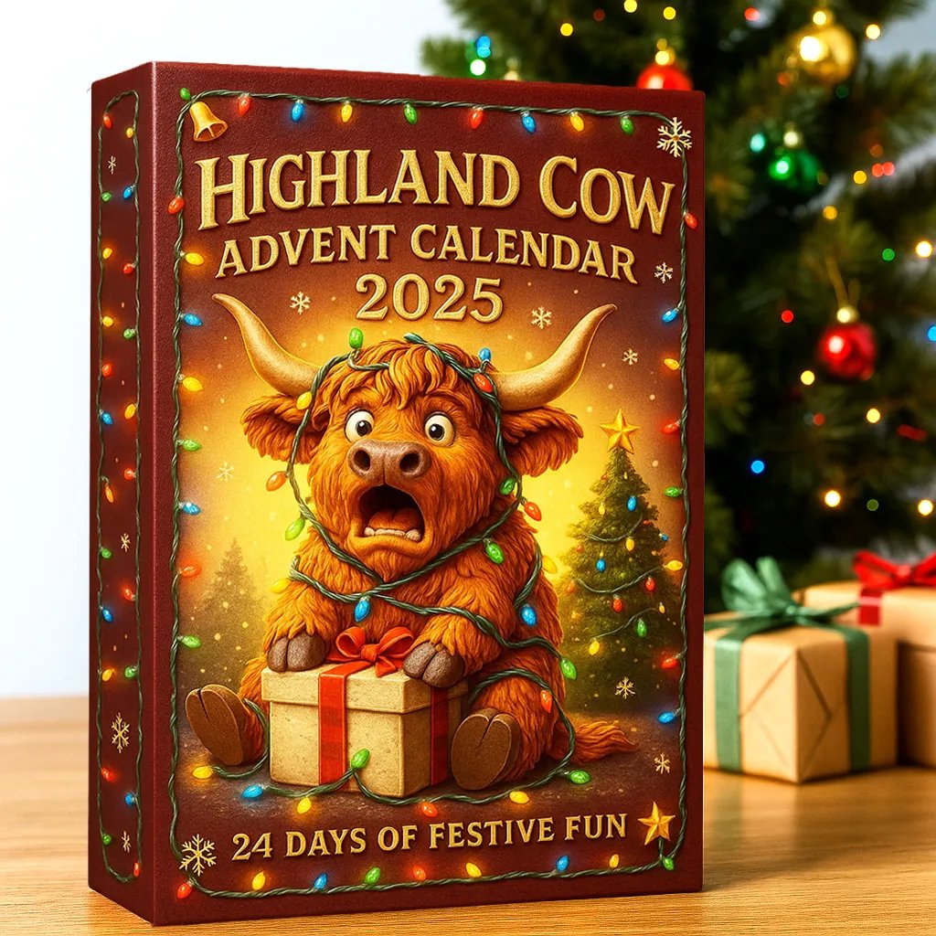 🐮Highland Cow Adventskalender 2025🎄 - 3D handgemaakte Highland Cow Pop (24 stuks)