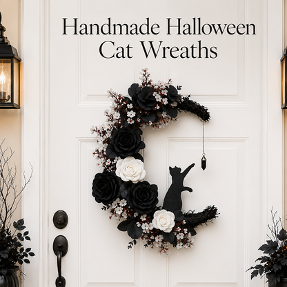 🐈‍⬛🌙Handgemaakte Halloween-kattenkrans