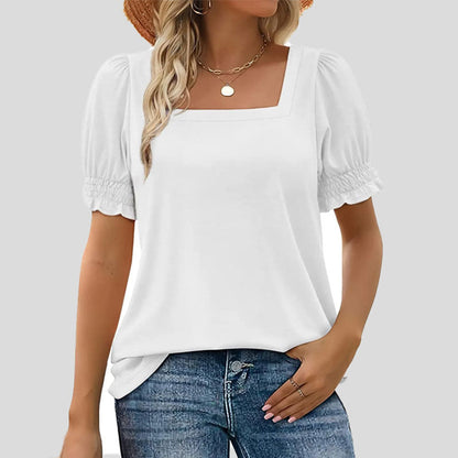 🌸Shirt met U-hals en bloembladmouwe