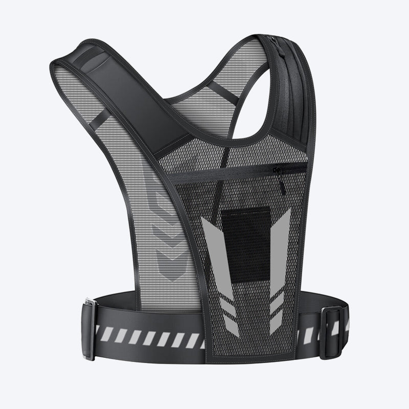 🏃Handsfree hardloopvest — met opbergruimte voor een waterfles en telefoon en reflecterende veiligheidselementen