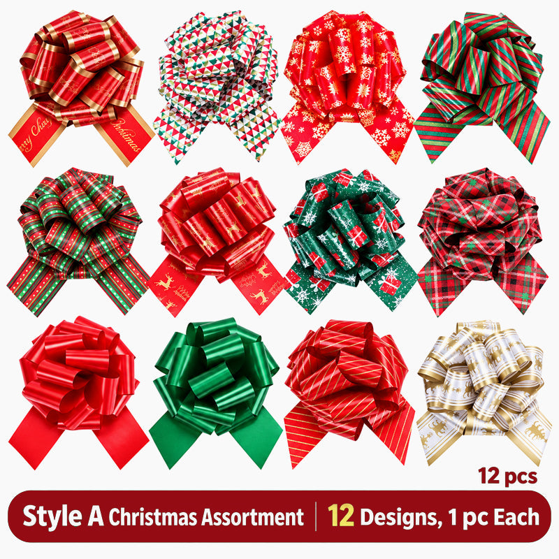 🎄🎀 Kerstdecoratie Strikken – Feestelijke Cadeaulinten met Vrolijke Kerstmotieven