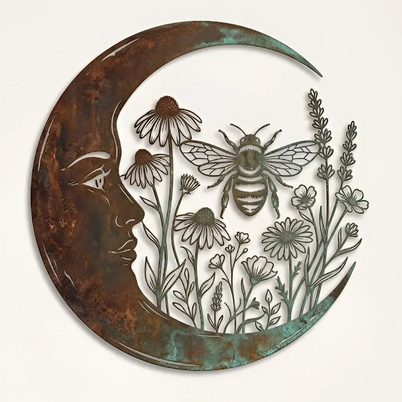 🌜️Wanddecoratie met halve maan en bij🐝