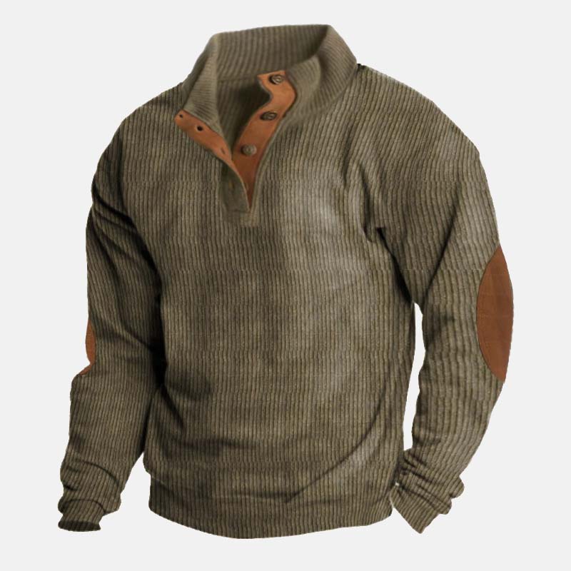 👔Herenblouse met opstaande kraag van corduroy