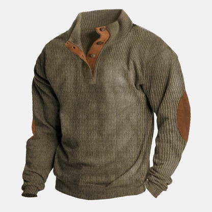 👔Herenblouse met opstaande kraag van corduroy