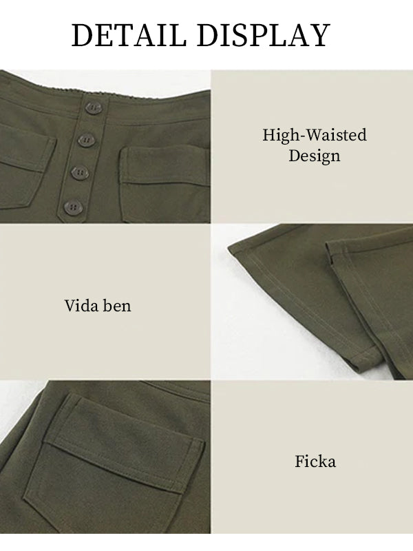 29% UIT ⏳ Hoge elastische broek met meerdere zakken