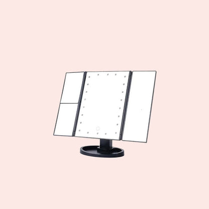 Driezijdige inklapbare Led make-up spiegel